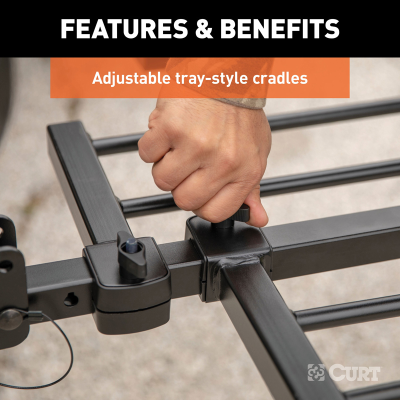 CURT | Tray-Style Hitch-Mounted Bike Rack (2 Bikes, 1-1/4" or 2" Shank) CURT Hitch Cargo Carrier