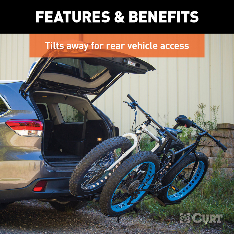 CURT | Tray-Style Hitch-Mounted Bike Rack (2 Bikes, 1-1/4" or 2" Shank) CURT Hitch Cargo Carrier