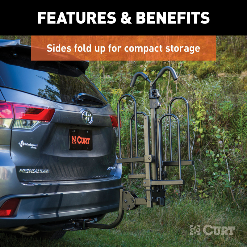 CURT | Tray-Style Hitch-Mounted Bike Rack (2 Bikes, 1-1/4" or 2" Shank) CURT Hitch Cargo Carrier