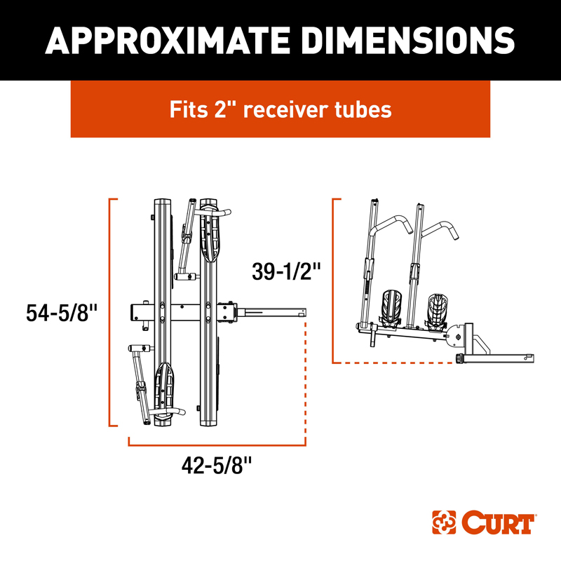 CURT | Aluminum Tray-Style Hitch-Mounted Bike Rack (2 Bikes, 2" Shank) CURT Hitch Cargo Carrier