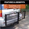 CURT | 60" x 20" Black Steel Tray Cargo Carrier (Folding 2" Shank, 500 lbs.) CURT Hitch Cargo Carrier