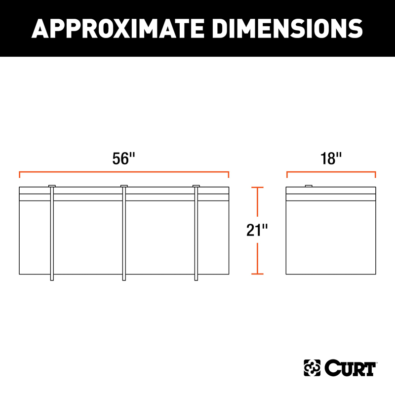 CURT | 56" x 18" x 21" Weather-Resistant Vinyl Cargo Bag CURT Hitch Cargo Carrier