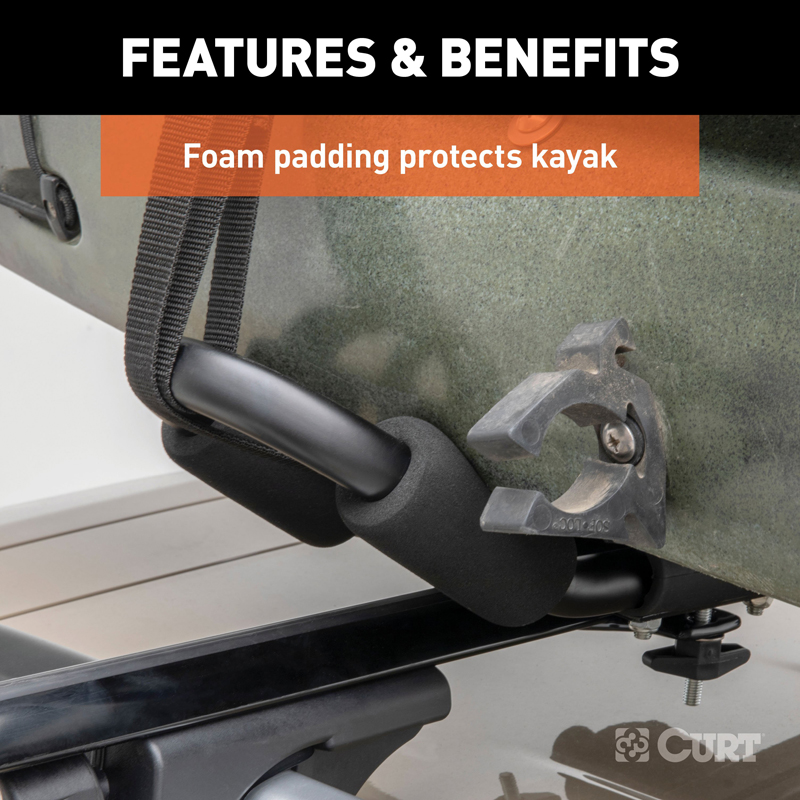 CURT | Adjustable Aluminum Roof Rack Kayak Holders CURT Roof Racks & Storage