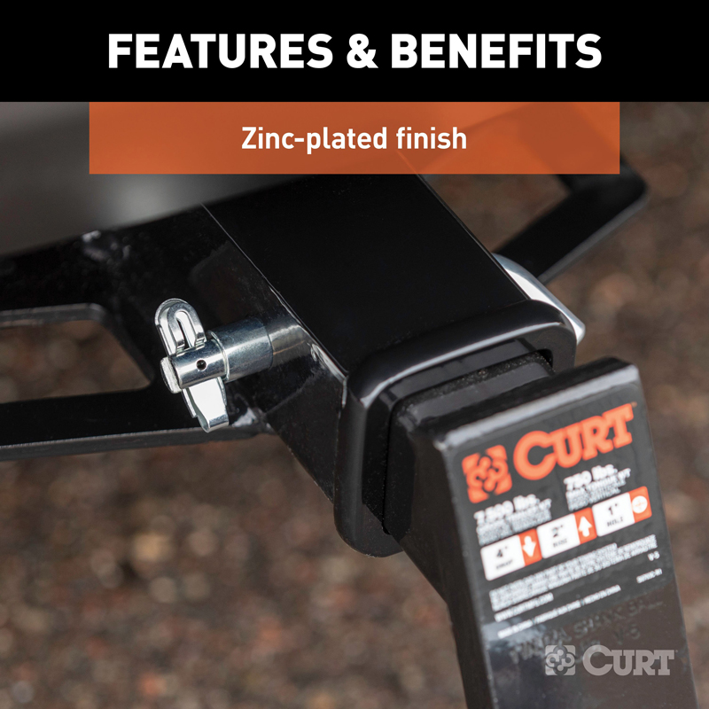 CURT | 1/2" Swivel Hitch Pin with 5/8" Adapter (1-1/4" or 2" Receiver, Zinc, Packaged)