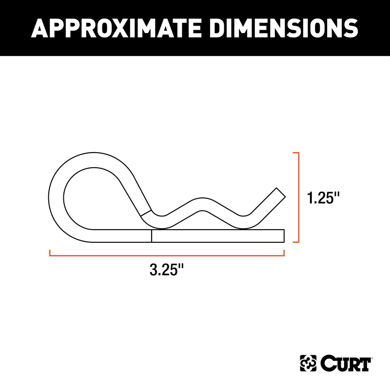 CURT | Hitch Clips (Fits 1/2" or 5/8" Pin, Zinc, 3-Pack)