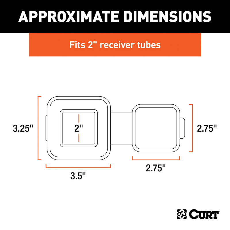 CURT | 2" Rubber Hitch Tube Cover with 4-Way Flat Holder (Packaged) CURT Hitch Accessories