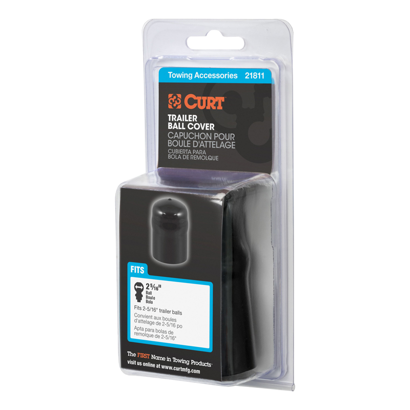 CURT | Trailer Ball Cover (Fits 2-5/16" Balls, Black Rubber, Packaged)