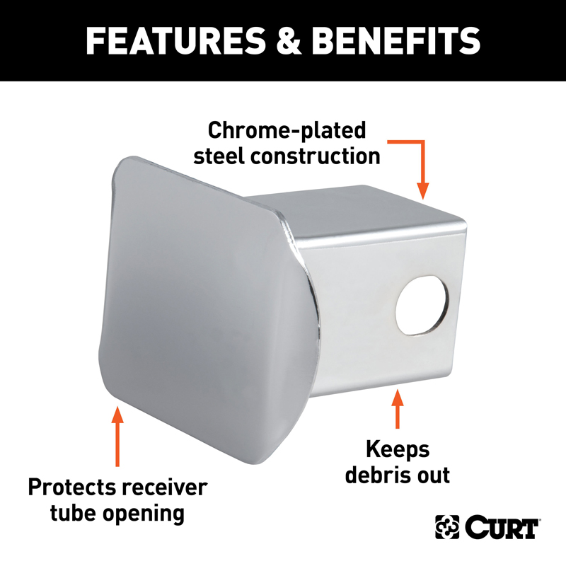 CURT | 2" Chrome Steel Hitch Tube Cover (Packaged) CURT Hitch Accessories