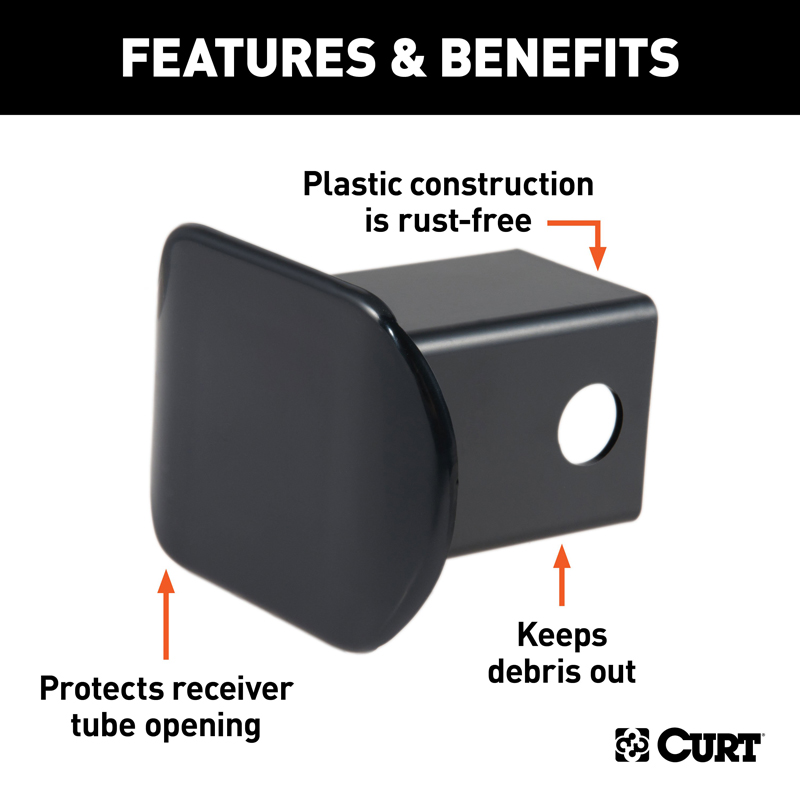 CURT | 2" Black Plastic Hitch Tube Cover (Packaged) CURT Hitch Accessories