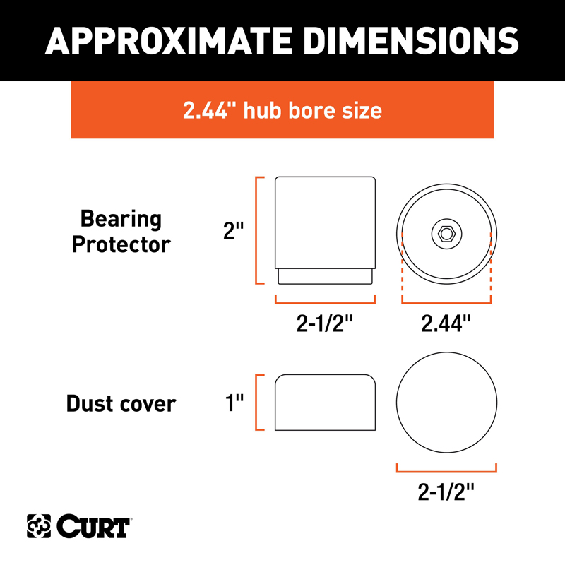 CURT | 2.44" Bearing Protectors & Covers (2-Pack) CURT Wheel Bearings & Hubs