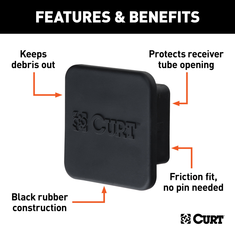 CURT | 2-1/2" Rubber Hitch Tube Cover (Packaged) CURT Hitch Accessories