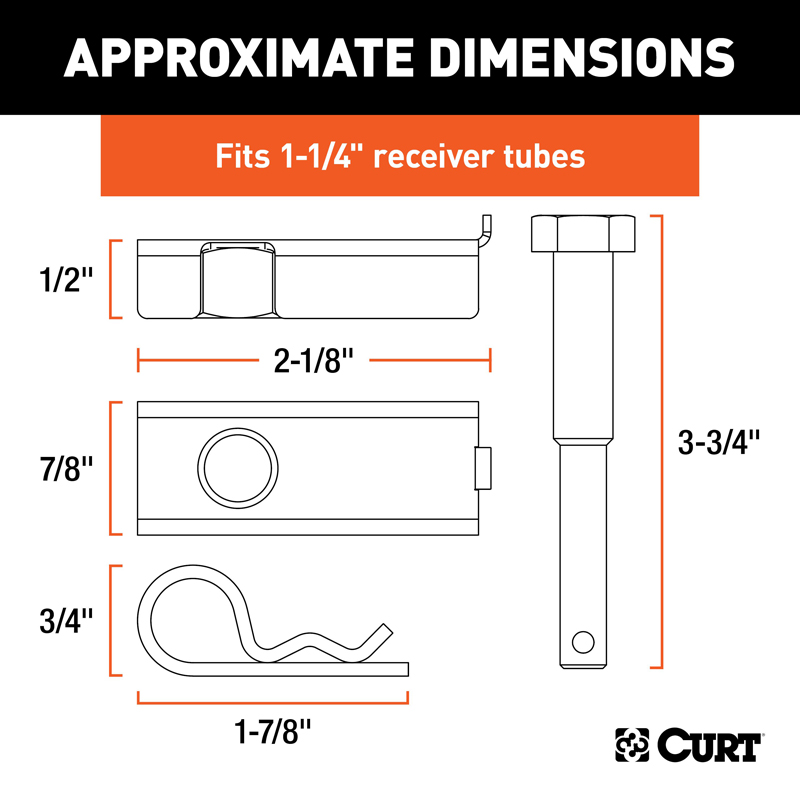 CURT | Anti-Rattle Hitch Pin and Shim (Fits 1-1/4" Receiver with 1/2" Hole)