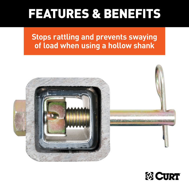 CURT | Anti-Rattle Hitch Pin and Shim (Fits 1-1/4" Receiver with 1/2" Hole)