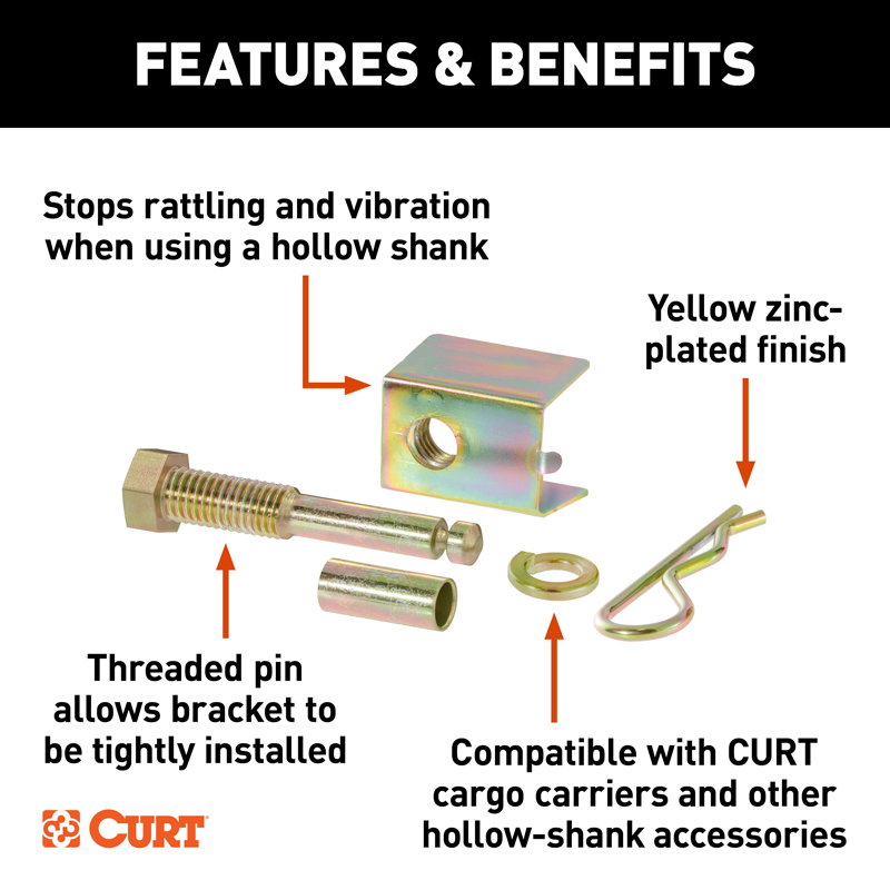 CURT | Anti-Rattle Hitch Pin and Shim (Fits 2" Receiver with 5/8" Hole) CURT Hitch Accessories