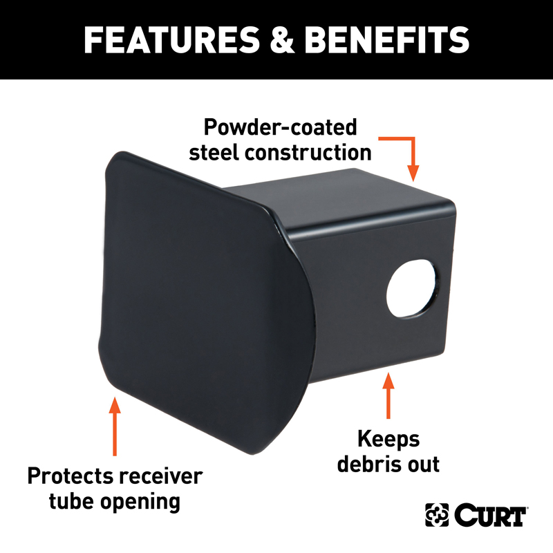 CURT | 2" Black Steel Hitch Tube Cover CURT Hitch Accessories