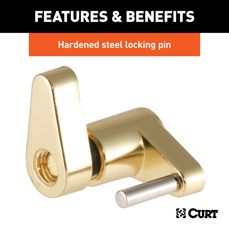 CURT | Coupler Lock (1/4" Pin, 3/4" Latch Span, Padlock, Brass-Plated) CURT Hitch Accessories