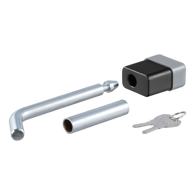 CURT | 1/2" Hitch Lock with 5/8" Adapter (1-1/4" or 2" Receiver, Deadbolt, Chrome) CURT Hitch Accessories