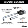 CURT | 1/2" Hitch Lock with 5/8" Adapter (1-1/4" or 2" Receiver, Deadbolt, Chrome) CURT Hitch Accessories