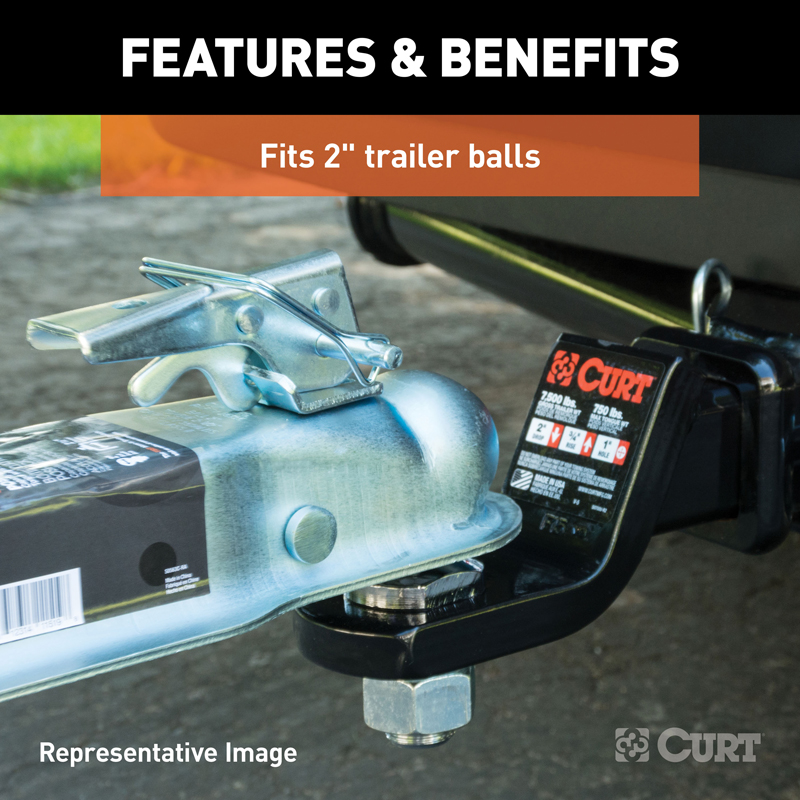 CURT | 2" Straight-Tongue Coupler with Posi-Lock (3" Channel, 5,000 lbs, Zinc) CURT Trailer Couplers