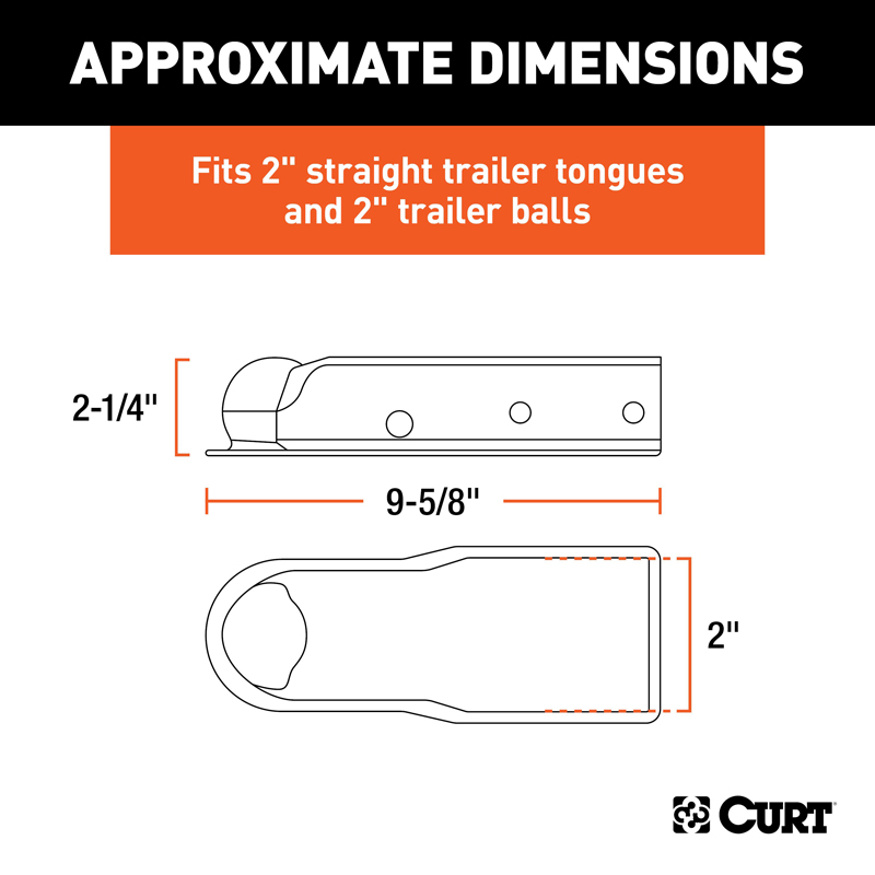 CURT | QuickPin No-Latch 2" Trailer Coupler (2" Channel, 3,500 lbs)