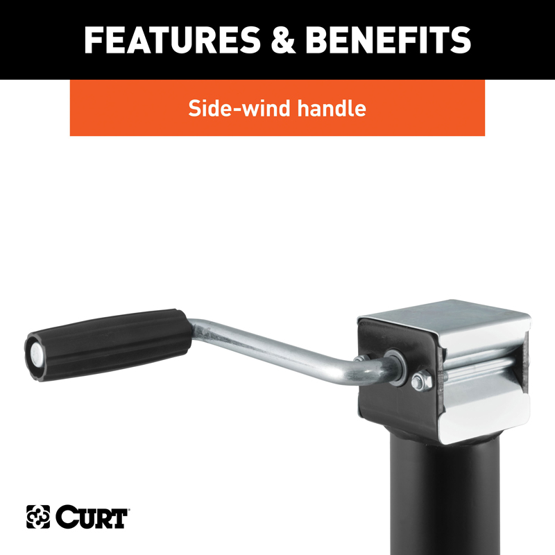 CURT | Bracket-Mount Swivel Jack with Side Handle (2,000 lbs, 10" Travel)