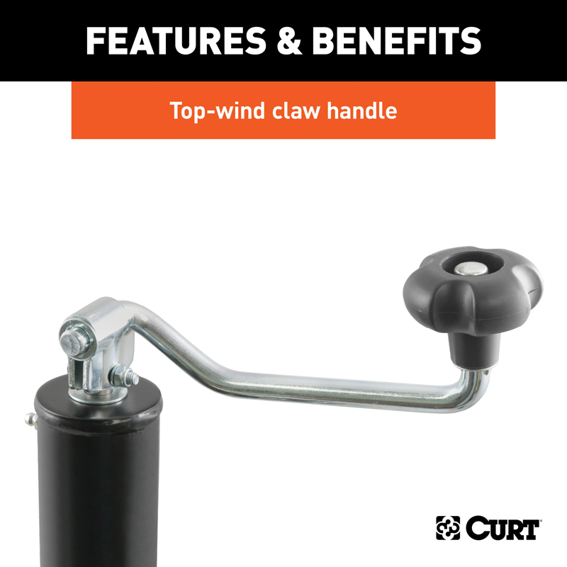 CURT | Pipe-Mount Swivel Jack with Top Handle (5,000 lbs, 15" Travel)
