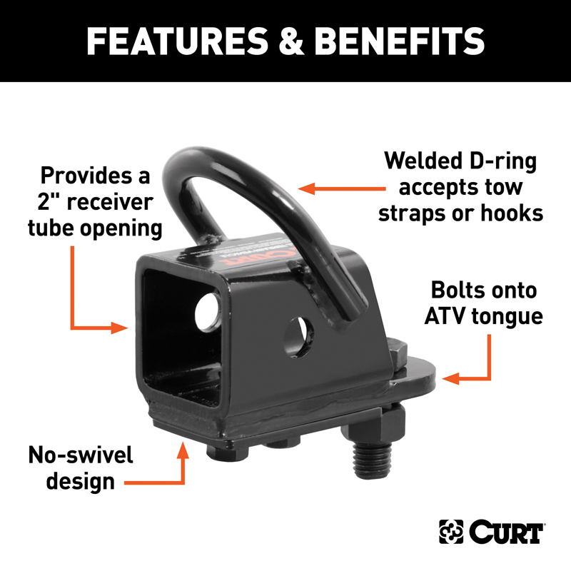 CURT | Bolt-On ATV Tongue Adapter with 2" Receiver CURT Hitch Balls & Mounts