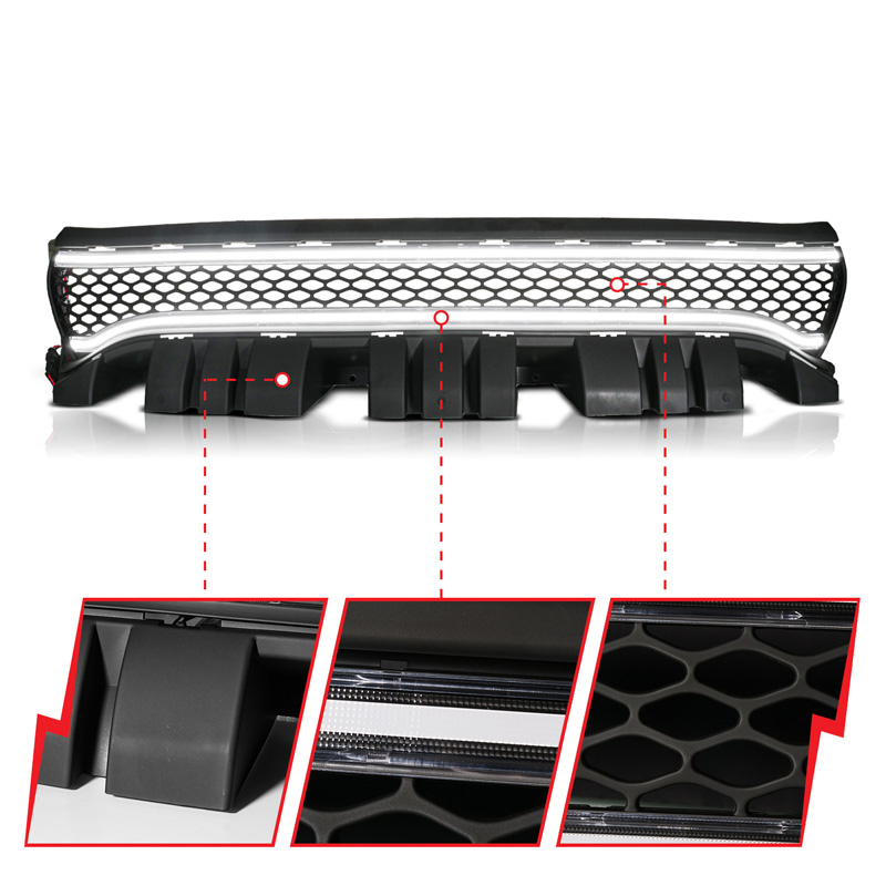 Anzo USA | Black Housing Full LED Front Grille with Initiation and Running Light/DRL - Charger 2015-2023