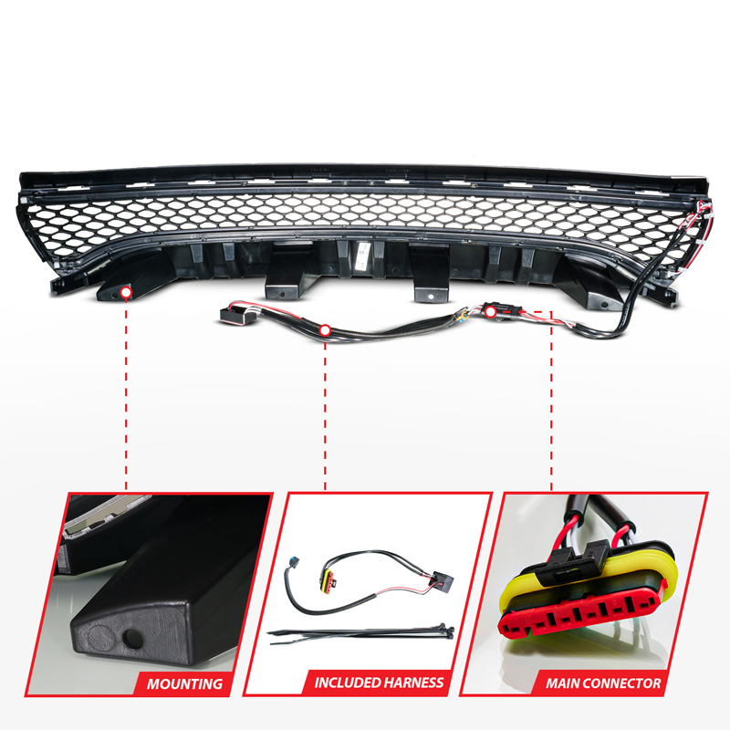 Anzo USA | Black Housing Full LED Front Grille with Initiation and Running Light/DRL - Charger 2015-2023
