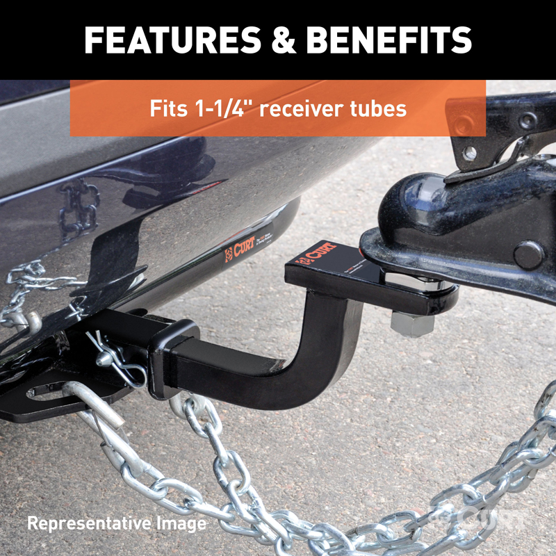 CURT | Class 1 Ball Mount (1-1/4" Shank, 2,000 lbs., 3" Rise, 9-1/2" Long) CURT Hitch Balls & Mounts