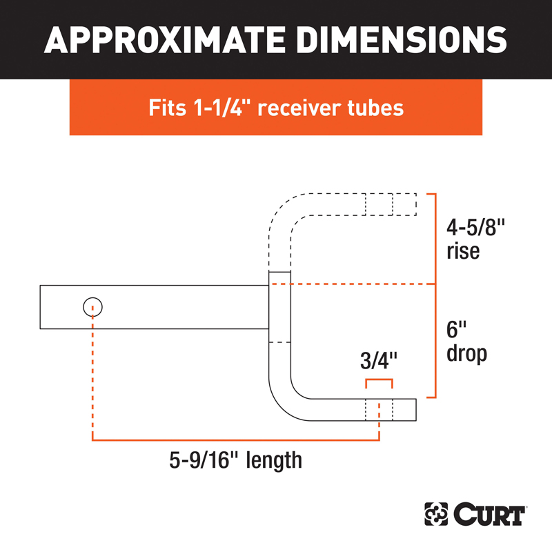 CURT | Class 1 Ball Mount (1-1/4" Shank, 2,000 lbs., 6" Drop, 5-9/16" Long) CURT Hitch Balls & Mounts