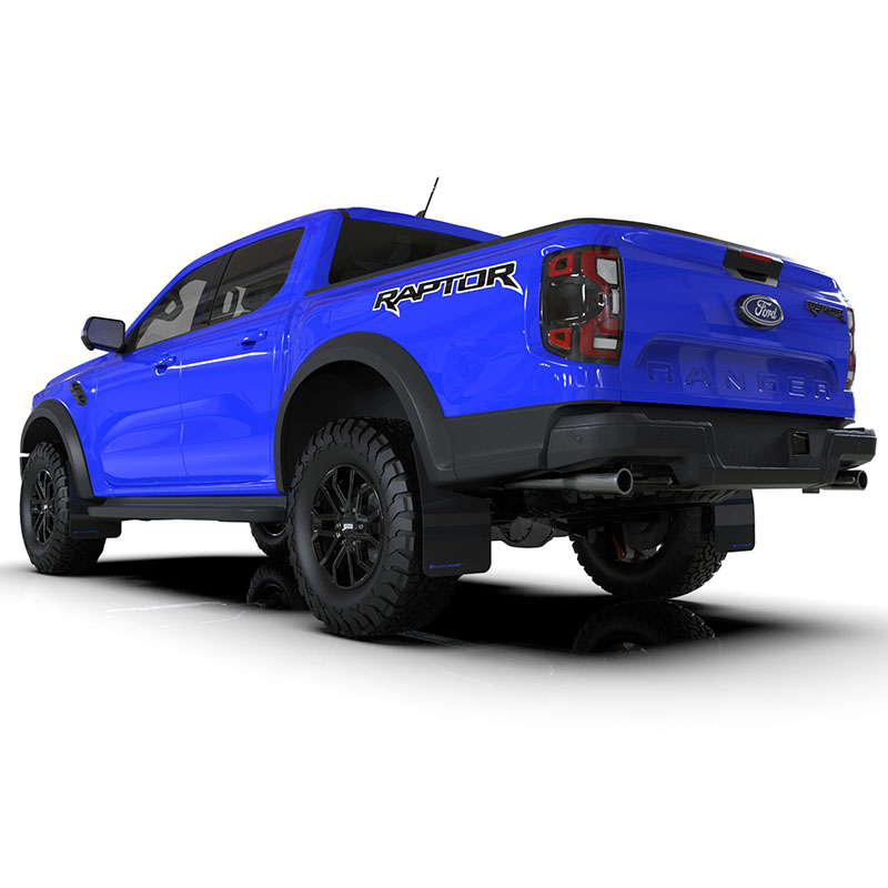 RallyArmor | Black UR Mud Flap Logo Bleu - Ranger Raptor 2023-2025