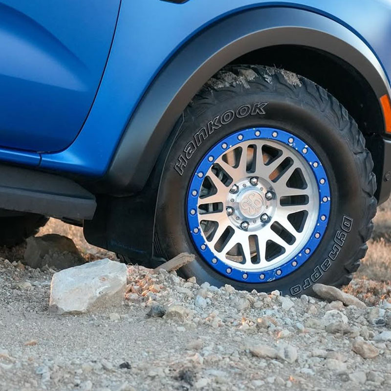 RallyArmor | Black UR Mud Flap Logo Bleu - Ranger Raptor 2023-2025