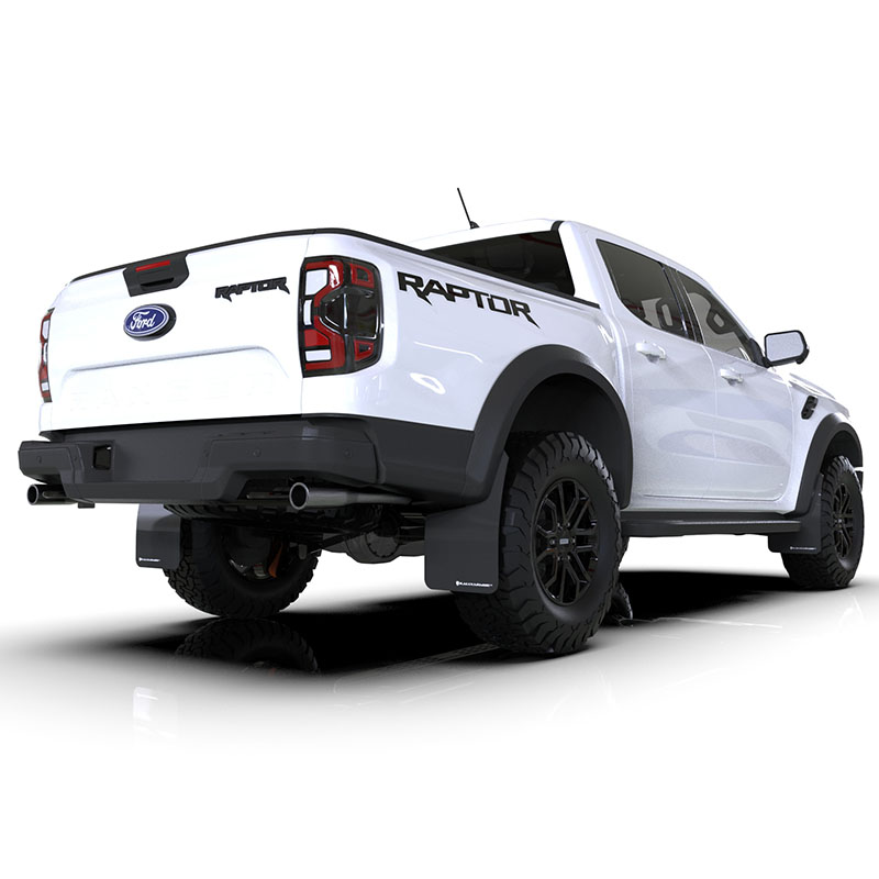 RallyArmor | Black UR Mud Flap Logo Noir Blanc - Ranger Raptor 2023-2025