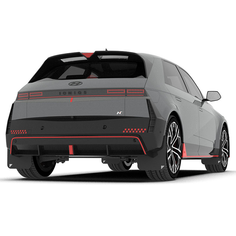 RallyArmor | Black UR Mud Flap Battery Logo Silver - Ioniq 5 N 2025