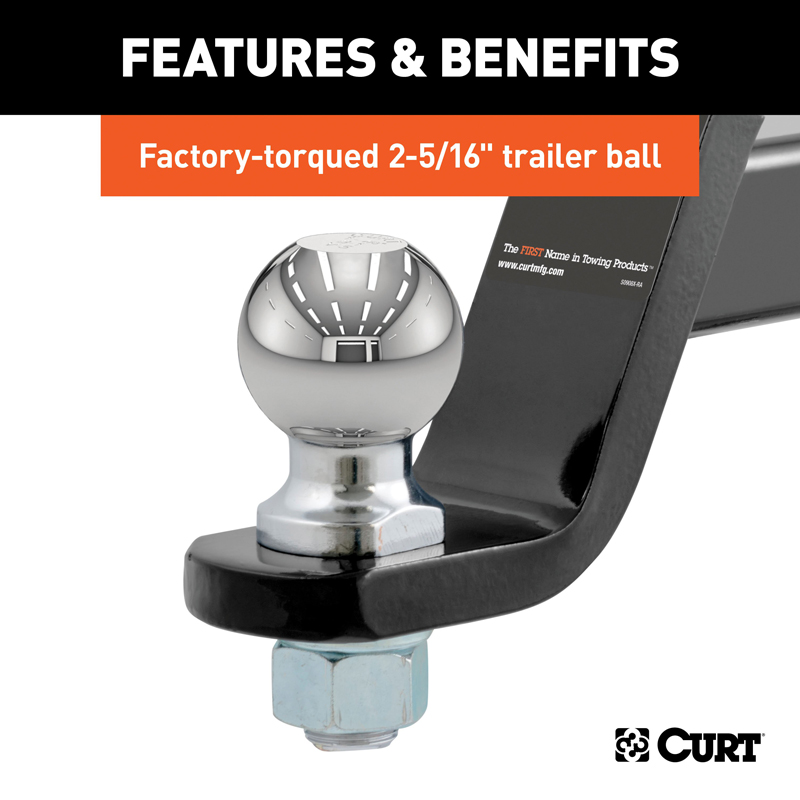 CURT | Loaded Ball Mount with 2-5/16" Ball (2" Shank, 7,500 lbs., 4" Drop)