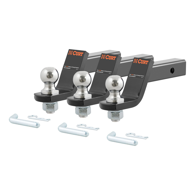 CURT | Loaded Ball Mounts with 2" Balls (2" Shank, 7,500 lbs., 4" Drop, 3-Pack)