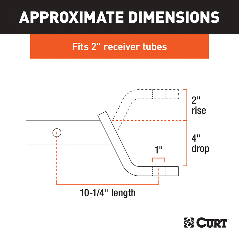 CURT | Class 3 Ball Mount (2" Shank, 7,500 lbs., 4" Drop, 10-1/4" Long) CURT Hitch Balls & Mounts