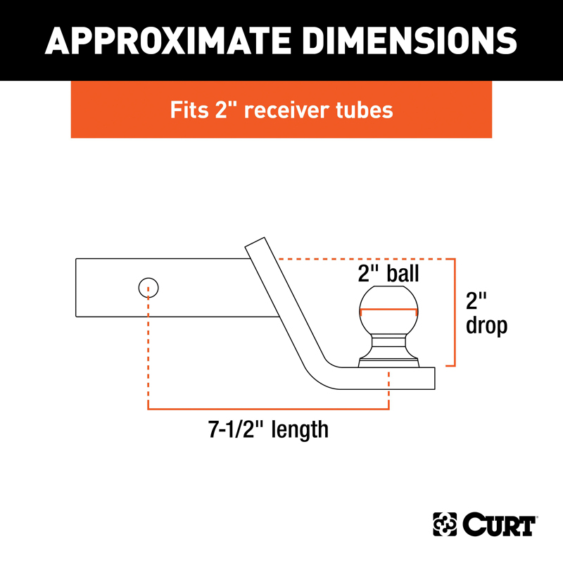 CURT | Fusion Ball Mount with 2" Ball (2" Shank, 7,500 lbs., 2" Drop) CURT Hitch Balls & Mounts