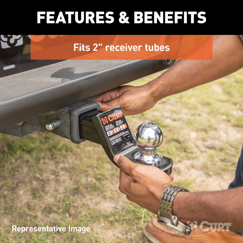 CURT | Towing Starter Kit with 2" Ball (2" Shank, 7,500 lbs, 4" Drop)