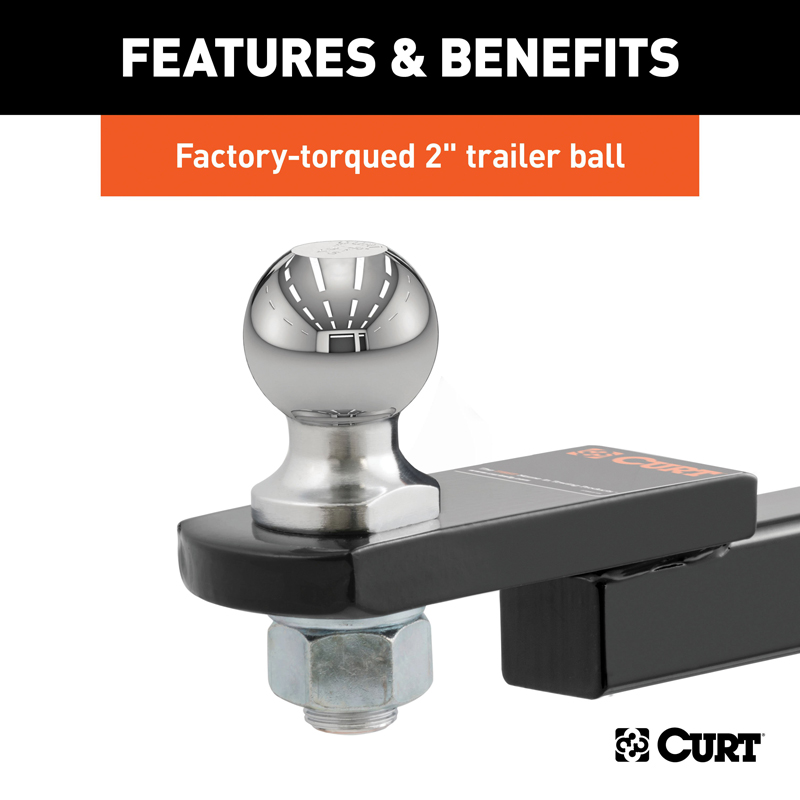 CURT | Towing Starter Kit with 2" Ball (1-1/4" Shank, 3,500 lbs, 3/4" Rise) CURT Hitch Balls & Mounts