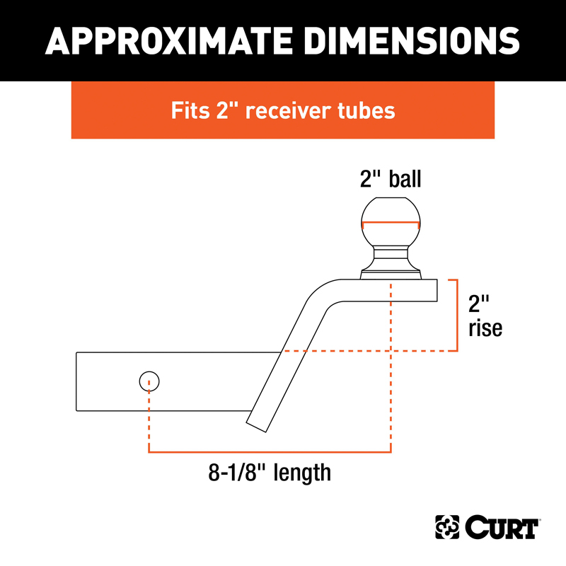 CURT | Fusion Ball Mount with 2" Ball (2" Shank, 7,500 lbs., 2" Rise)