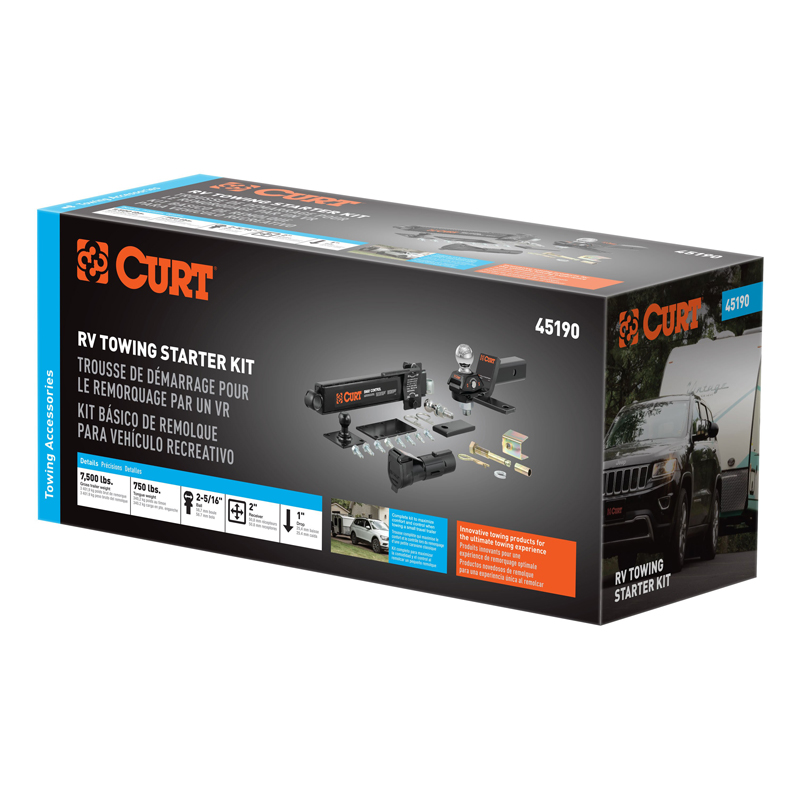 CURT | RV Towing Starter Kit (Cushion Hitch, Sway Control, Echo Brake Controller)