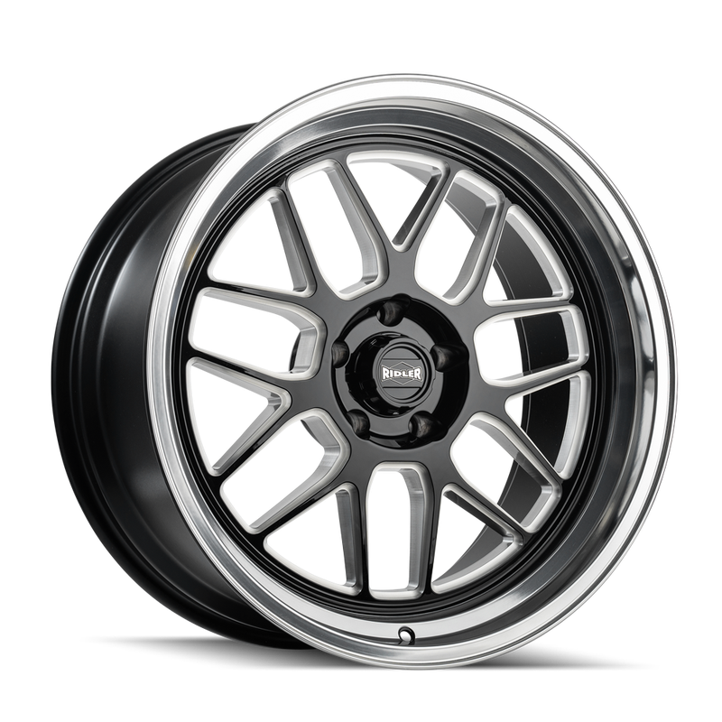 RIDLER | 611 20x8.5 ET0 - Gloss Black Milled With Diamond Cut Lip