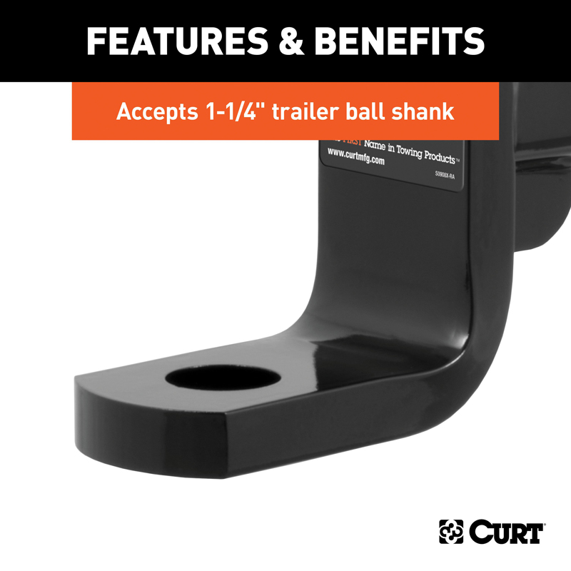 CURT | Class 4 Ball Mount (2" Shank, 12,000 lbs., 2" Drop, 9-3/8" Long) CURT Hitch Balls & Mounts