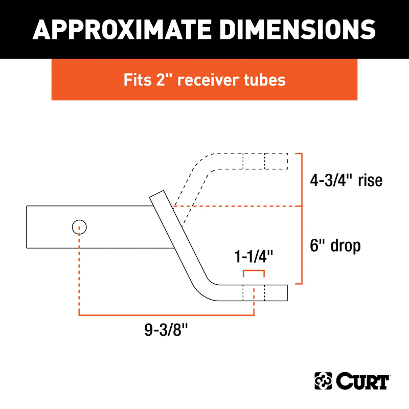 CURT | Class 4 Ball Mount (2" Shank, 10,000 lbs., 6" Drop, 9-3/8" Long) CURT Hitch Balls & Mounts