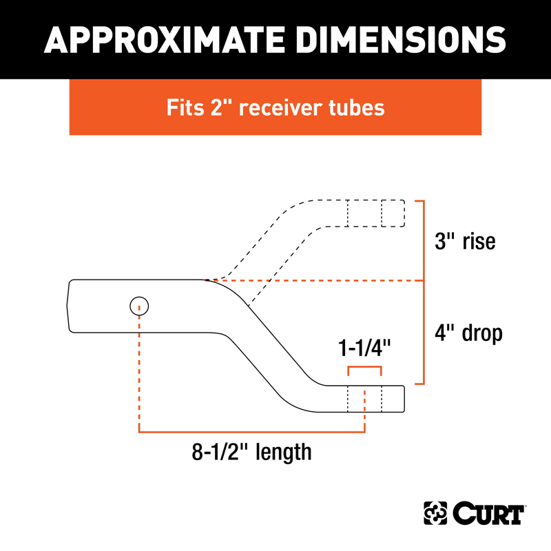 CURT | Forged Ball Mount (2" Shank, 17,000 lbs., 4" Drop, 8-1/2" Long) CURT Hitch Balls & Mounts