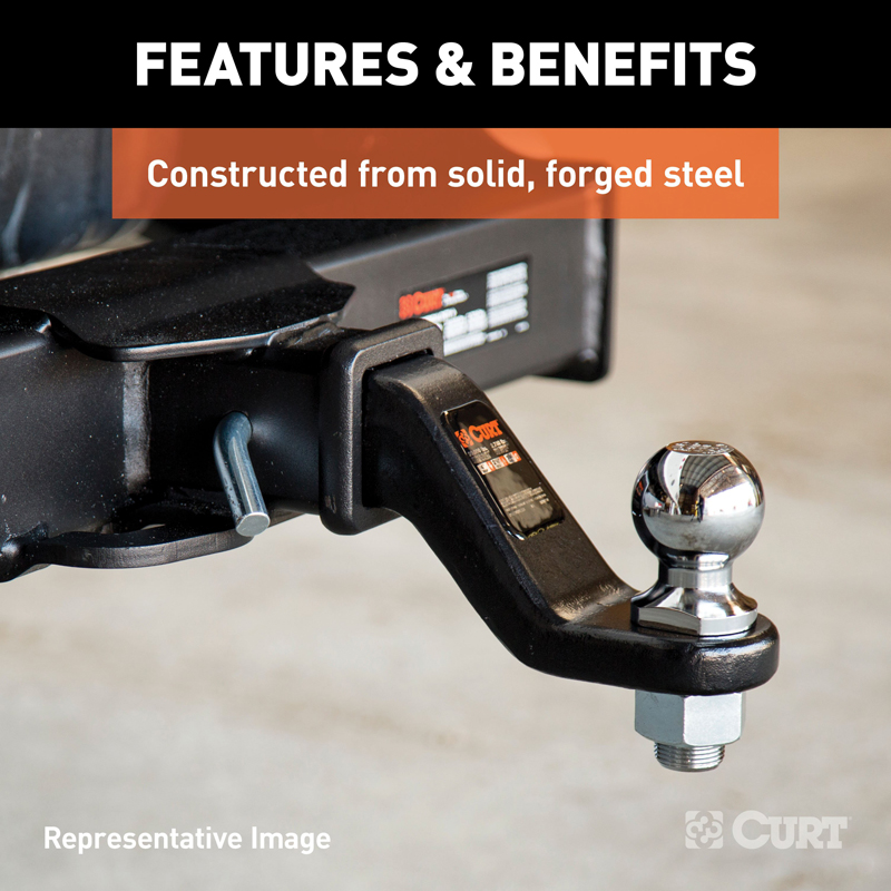 CURT | Forged Ball Mount (2" Shank, 17,000 lbs., 4" Drop, 8-1/2" Long) CURT Hitch Balls & Mounts