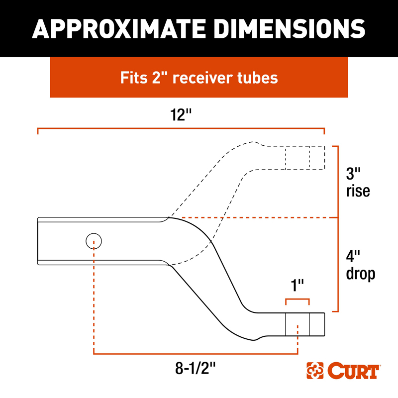 CURT | Aluminum Ball Mount (2" Shank, 8,000 lbs, 4" Drop, 8-1/2" Long) CURT Hitch Balls & Mounts