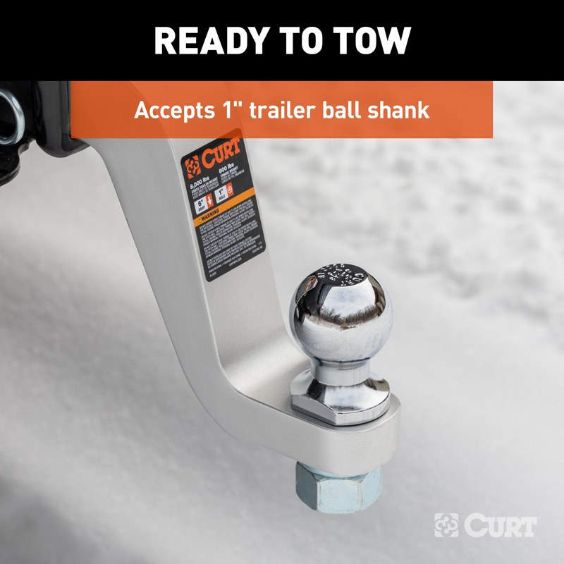 CURT | Aluminum Ball Mount (2" Shank, 8,000 lbs, 6" Drop, 8-1/2" Long) CURT Hitch Balls & Mounts